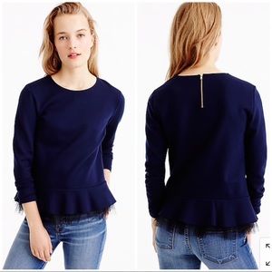 J. Crew Tulle-Hem Top in Navy size S